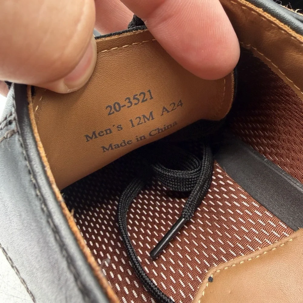Johnston & Murphy Upton Derby Shoes Mens Sz 12 M Black Leather Plain Toe Oxfords